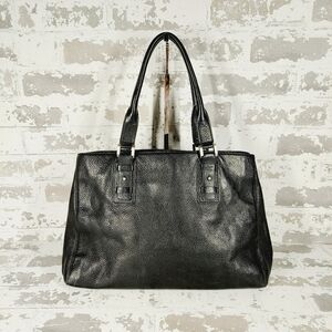 Ellen Tracy Black Leather Gold Zip Shoulder Bag 0664